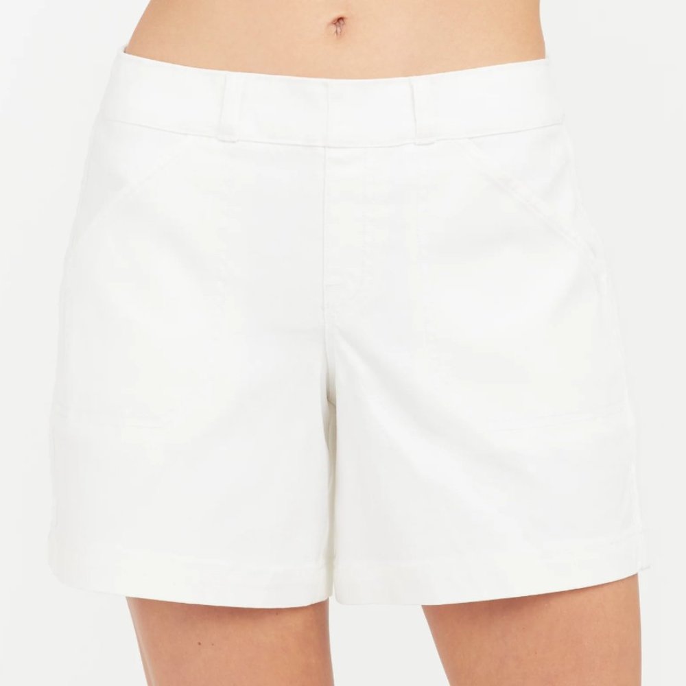 Spanx Stretch Twill Shorts, 6", pull-on size 2X, white
